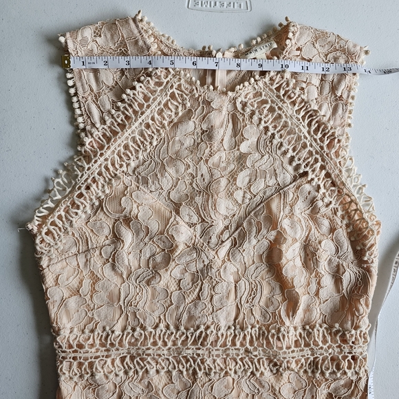 Main Strip Sleeveless Crochet Lace Knee Length Dress Cream Nude Womens - Picture 9 of 16